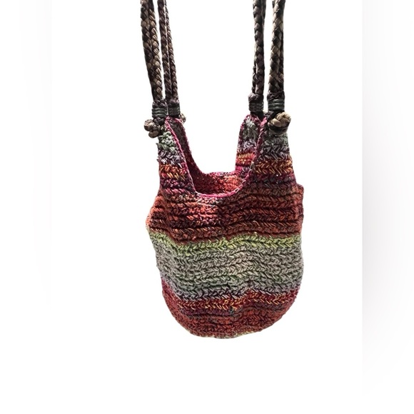 The Sak | Happy & Free Multi-Color Crochet Woven Leather Strap Boho Hobo Bag - Picture 6 of 6